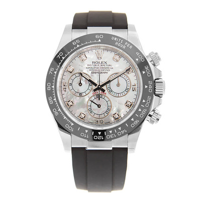 Rolex Cosmograph Daytona MDR - White Gold Mother of Pearl Diamond Dial Mens Chronograph Oysterflex 116519MDR (black, arb7431)