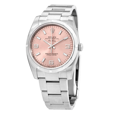 Rolex AirKing Mens Watch with Pink Dial and Engine Turned Bezel - Model Reference: 114210PASO (blue, arb7230)