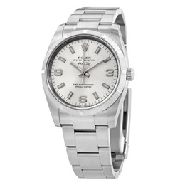 Rolex Air King Silver Dial Stainless Steel Oyster Bracelet Automatic Mens Watch 114210saso