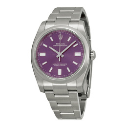 Pre-owned Rolex Oyster Perpetual 36 mm Purple Dial Stainless Steel Bracelet Mens Watch 116000puso