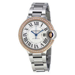 Pre-owned Pre-owned Cartier Ballon Bleu Silver Dial Stainless Steel Diamond Ladies Watch we902080