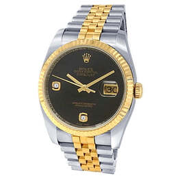 Pre-owned Rolex Datejust Automatic Chronometer Diamond Black Dial Mens Watch 116233 bkadj