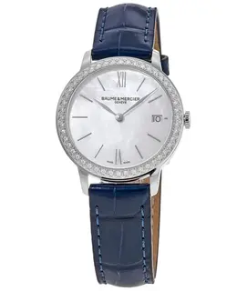 Baume & Mercier Classima Quartz Mother of Pearl Dial Diamond Leather Strap Women's Watch 10544