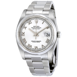 Pre-owned Rolex Datejust 36 Automatic Chronometer White Dial Mens Watch 116200-wro