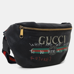 Gucci: Чёрная поясная сумка 