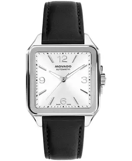 Мужские часы 1917 Swiss Automatic на черной кожаной коже, 35x45.2 мм Movado 23786057