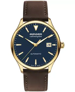 Мужские часы Calendoplan Swiss Automatic с шоколадным кожаным ремешком, 40mm Movado 23786050