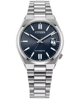 Мужские эксклюзивные спортивные роскошные часы Tsuyosa Automatic с серебристым стальным браслетом 37mm Citizen 23635996