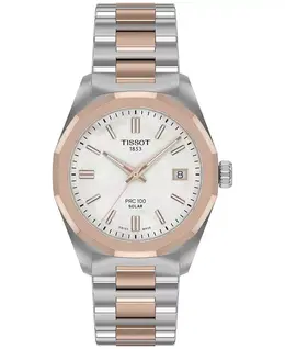 Женские часы Swiss PRC 100 Solar Two-Tone на стальном браслете 34 мм Tissot 22858030