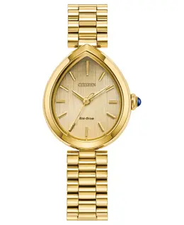 Женские часы Eco-Drive Classic Rainell с позолоченным браслетом из нержавеющей стали, 26 мм Citizen 23353388