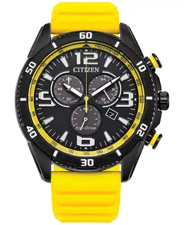 Мужские спортивно-повседневные часы Brycen с желтым силиконовым ремешком, 44.8 мм Citizen 21000485
