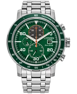 Мужские часы Eco-Drive Chronograph Weekender с браслетом из нержавеющей стали 44 мм Citizen 16473218
