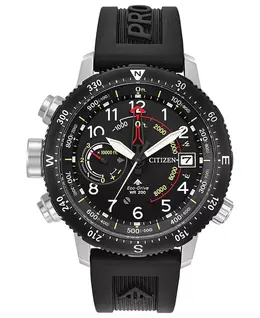 Мужские часы Promaster Altichron с черным ремешком из резины Eco-Drive 46mm Citizen 4873357