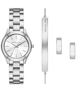 Женский комплект Slim Runway с тремя стрелками из нержавеющей стали серебристого тона, часы и украшения, 32 мм Michael Kors 23868257