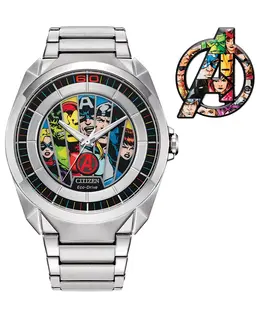 Мужские часы Marvel Classic Avengers со стальным браслетом и технологией Eco-Drive, 43 мм Citizen 16486891