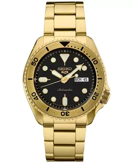 Мужские автоматические часы 5 Sports с золотистым браслетом из нержавеющей стали, 43 мм Seiko 22383354