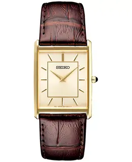 Мужские часы Essentials с коричневым кожаным ремешком 29 мм Seiko 13273435