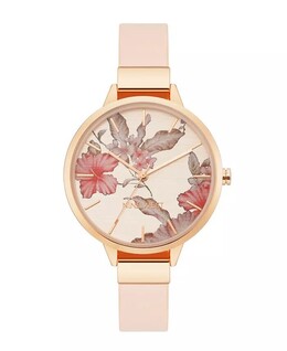Женские кварцевые часы из розовой искусственной кожи с ремешком и цветочным узором, 38 мм Nine West, мультиколор 17143947 | pink, rose gold-tone