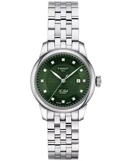 Женские швейцарские автоматические часы Tissot Le Locle Lady Diamond (1/20 ct. общ. вес) на стальном браслете, 29 мм 21264311