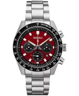 Мужские часы-хронограф Solar Prospex Speedtimer с браслетом из нержавеющей стали 41 мм — специальный выпуск для США Seiko 18544010