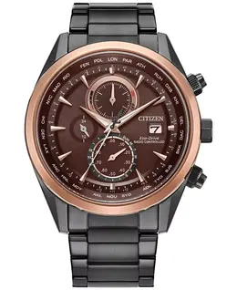 Мужские часы Eco-Drive Chronograph Sport Luxury с радиоуправлением, серый оттенок, браслет из нержавеющей стали, 43 мм Citizen 17808531