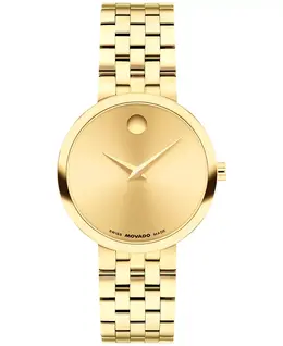 Женские часы Museum Classic Swiss Quartz с покрытием PVD светло-желтого цвета, 29.5 мм Movado 21171618