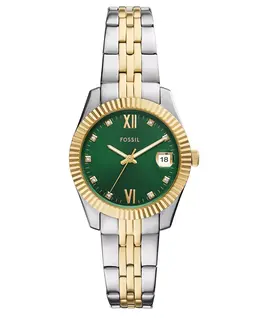 Женские часы Scarlette с тремя стрелками, датой и двухцветным корпусом из нержавеющей стали, 32 мм Fossil 19659588