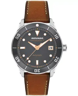 Мужские часы Calendoplan S Swiss Automatic с коричневым кожаным ремешком, 40 мм Movado 21171555