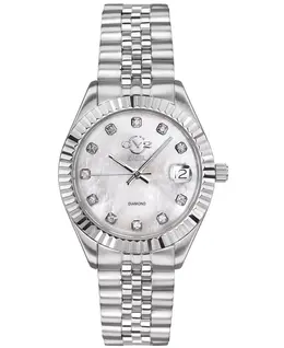 GV2 Женские наручные часы Naples из нержавеющей стали серебристого тона со швейцарским кварцевым механизмом и браслетом, 34 мм Gevril 13248094