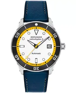 Мужские часы Calendoplan S Swiss Automatic с синим кожаным ремешком, 40 мм Movado 19356713