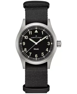 Мужские швейцарские полевые часы Khaki Field с черным текстильным ремешком, 38 мм Hamilton 19784765