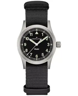 Женские швейцарские полевые часы с черным текстильным ремешком 33 мм Hamilton 19784763