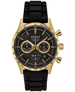 Мужские часы Chronograph Essentials с черным силиконовым ремешком, 43 мм Seiko 19528523
