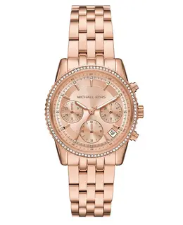 Женские часы Mini Bryant Chronograph с хронографом, корпус из нержавеющей стали с розовым золотым покрытием, 35 мм Michael Kors 20603375