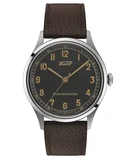 Унисекс-часы Swiss Automatic Heritage 1938 с коричневым кожаным ремешком, 39 мм Tissot 16743448
