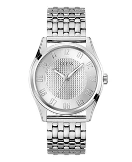 Мужские аналоговые часы со стальным серебристым корпусом, 42 мм Guess 21354697
