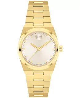 Женские часы Bold Quest с кварцевым механизмом Swiss Quartz, ионизированное покрытие светло-золотого цвета, стальной корпус, 28 мм Movado 21171606