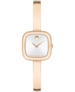 Женские наручные часы Museum Cushion с кварцевым механизмом Swiss Quartz, розовым PVD-покрытием и браслетом, диаметр 21.50 мм Movado 22916161