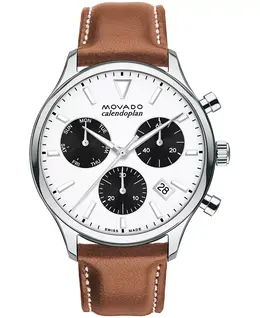 Мужские наручные часы Heritage Cognac Brown с ремешком из натуральной кожи, 43 мм Movado 14553015