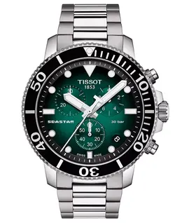 Мужские часы Swiss Chronograph Seastar 1000 на стальном браслете, 46 мм Tissot 12094609