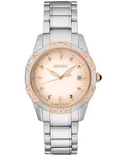 Женские часы-браслет Diamond (1/6 ct. общ. вес) из нержавеющей стали, 33 мм Seiko 14684791