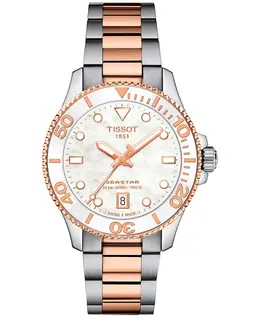 Женские часы Swiss Seastar 1000 с двухцветным браслетом из нержавеющей стали, 36 мм Tissot 21893669