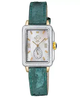 Женские часы Bari Tortoise с кварцевым механизмом Swiss Quartz, на итальянском зеленом кожаном ремешке, диаметр 34 мм Gevril 14603947