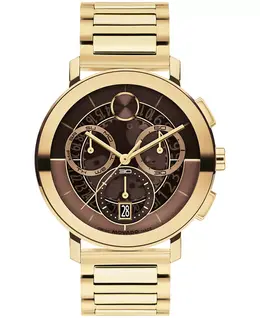 Мужские часы Bold Evolution 2.0 Swiss Quartz Chrono с ионным покрытием светло-золотистого оттенка, стальной корпус, 42 мм Movado 21171601