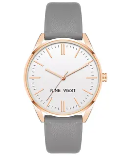 Женские часы с серым кварцевым ремешком из искусственной кожи, 36 мм Nine West 17143940