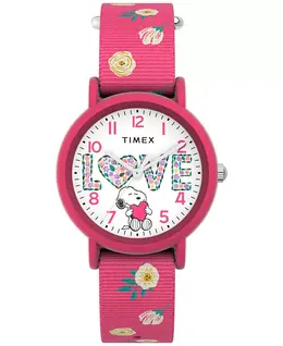 Женские кварцевые аналоговые часы с розовым нейлоновым ремешком, 34 мм Timex 21706019