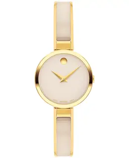 Женские часы Moda Swiss Quartz с керамическим корпусом таупового цвета и золотистым покрытием PVD, 24 мм Movado 17707971
