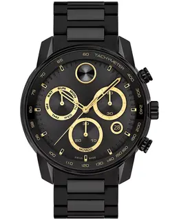 Мужские часы Bold Verso Swiss Quartz Chronograph с ионным покрытием, черный стальной браслет, 44 мм Movado 14607158