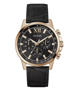Мужские многофункциональные часы из натуральной кожи черного цвета, 44 мм Guess 21354702