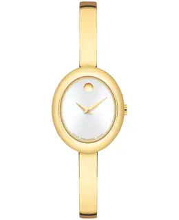 Женские часы Museum Oval Bangle с кварцевым механизмом и желтым PVD-покрытием, 22 x 26 мм Movado 21171627